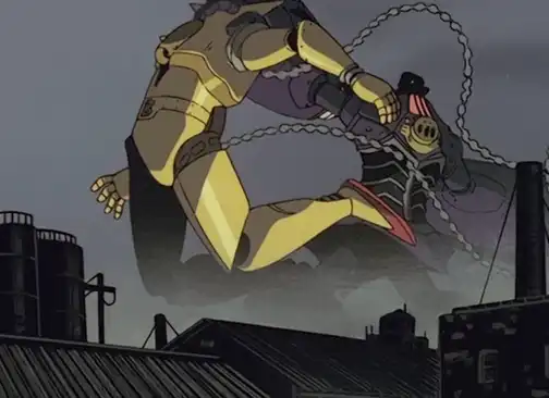 The Big O punches Beck during a fight in The Big O.